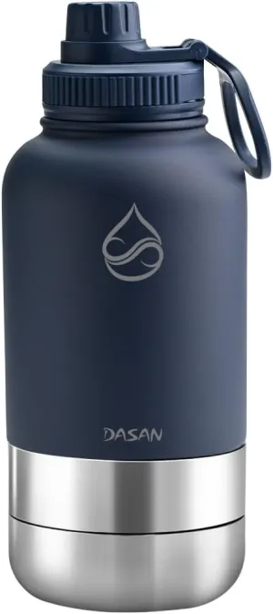 DASAN 3 in 1 Gym Water Bottle with Phone Holder & Pill Storage | Magnetic MagSafe Tripod Mount, Hidden Compartment | Insulated Stainless Steel | Leakproof - BPA Free | Funny Stickers Included | 32 Oz