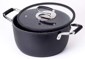 DaTerra Cucina - 5 Qt Nonstick Ceramic Dutch Oven Pot with Lid – Lightweight Nonstick Pot with Dual Handles, Perfect for Soup, Pasta, Sautéing, Searing, Induction & Stovetop Safe - Black