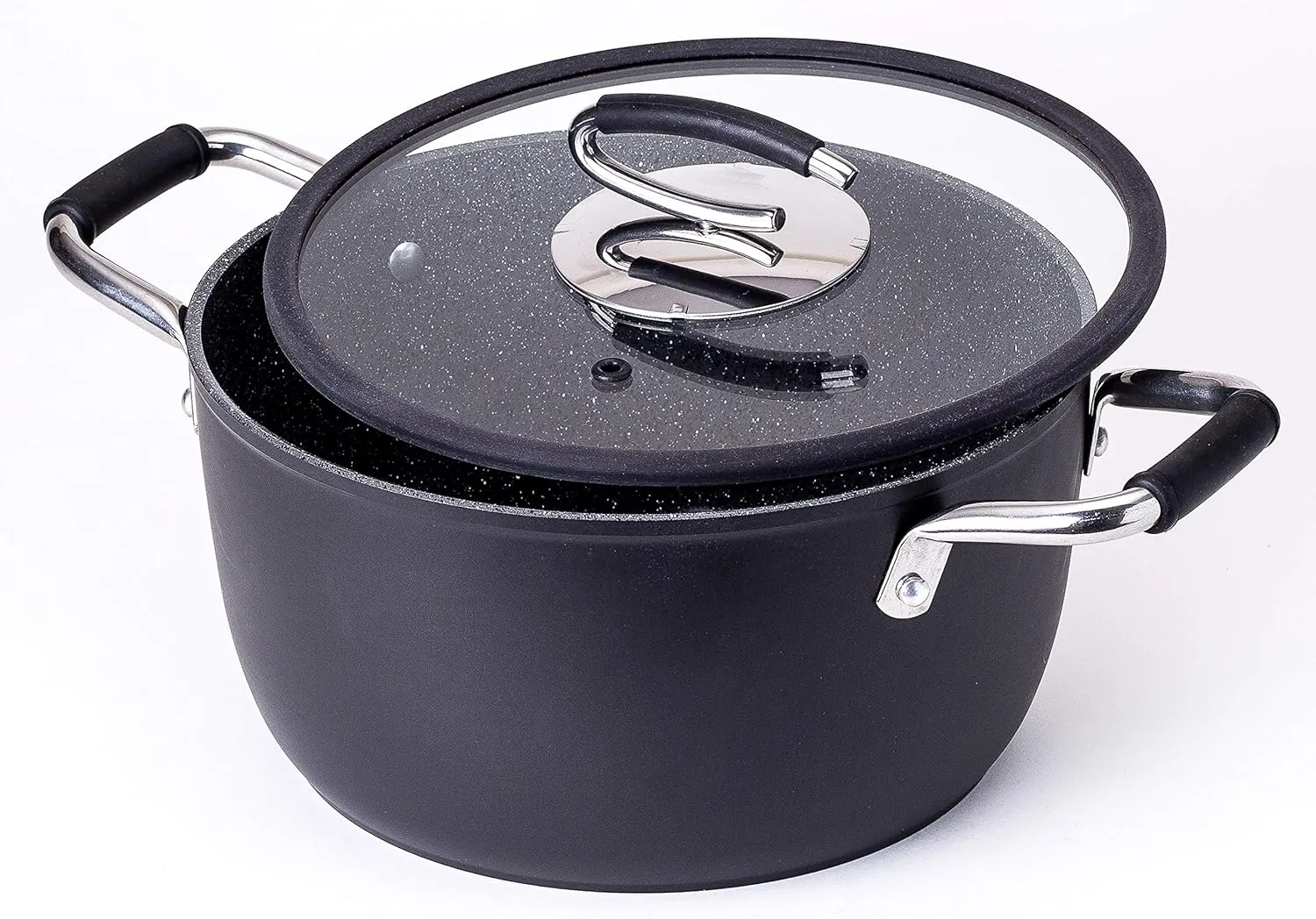 DaTerra Cucina - 5 Qt Nonstick Ceramic Dutch Oven Pot with Lid – Lightweight Nonstick Pot with Dual Handles, Perfect for Soup, Pasta, Sautéing, Searing, Induction & Stovetop Safe - Black