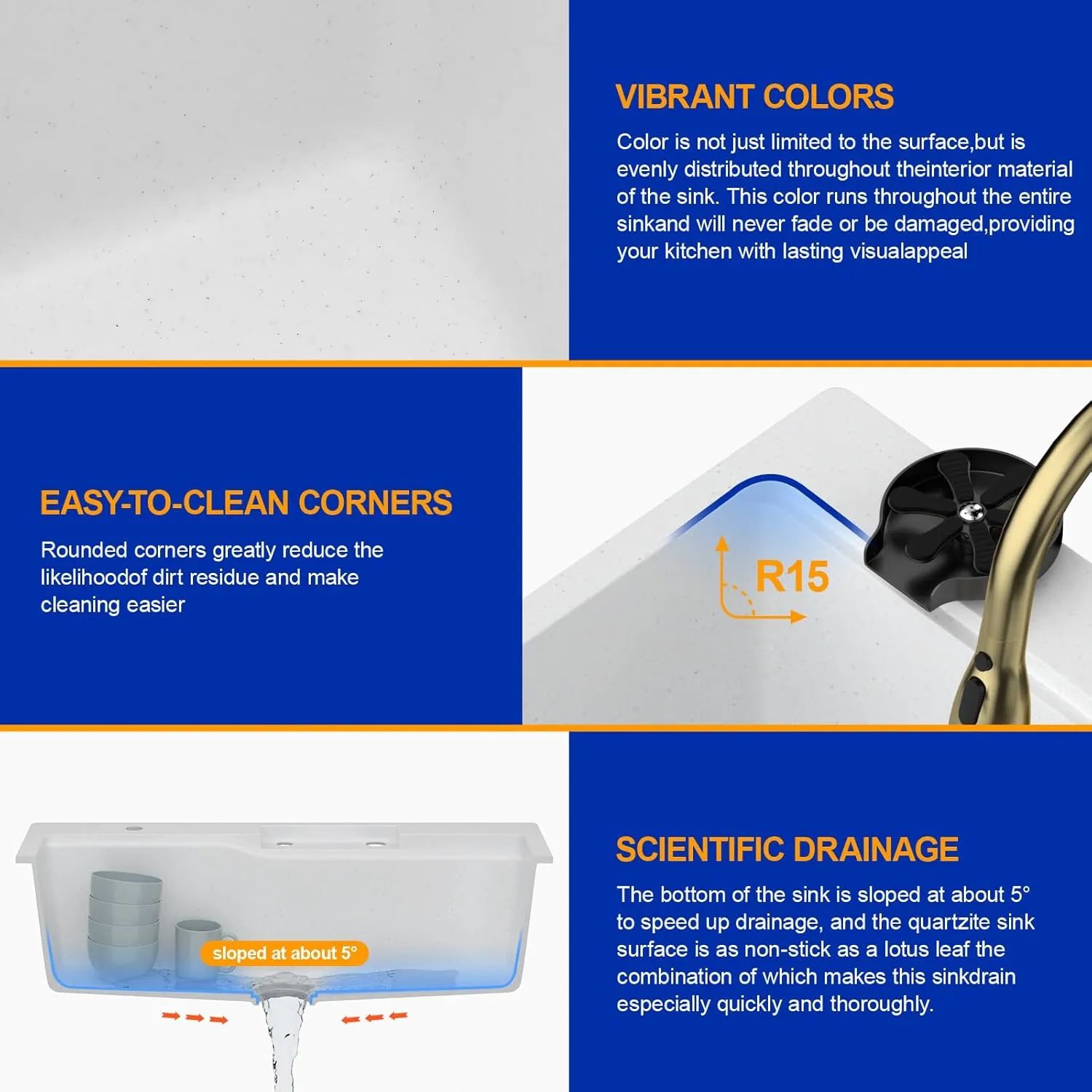 Dcolora 33x22 Waterfall Smart Kitchen Sink Workstation White Drop In Single Bowl Multifunctional Sink With Faucet And Cup Washer,33 Inch Granite Composite DC-GWT7433FY
