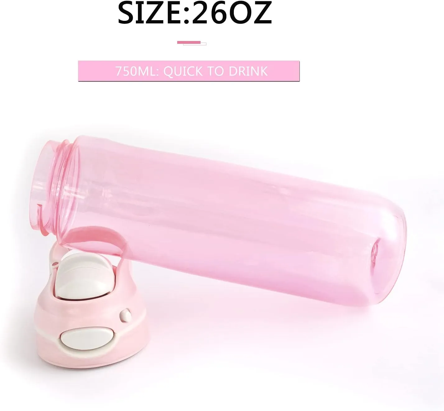 DEARART 2-Pack 26oz Grey Water Bottle and Pink Water Bottles Without Straw, AUTOSPOUT BPA FREE Has Handle Easy Carried, Suit Office Gym Work School Travel etc.