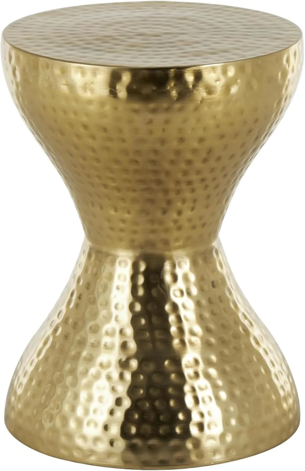 Deco 79 Metal Hammered Accent Table with Hourglass Shape, 14" x 14" x 19", Gold