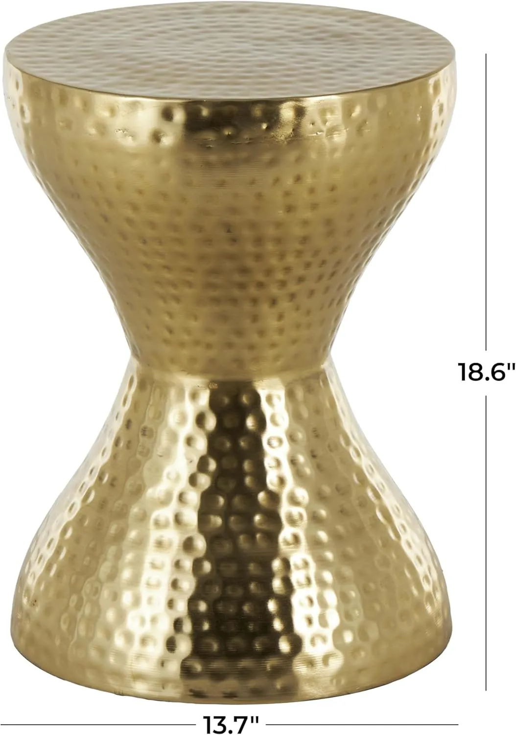 Deco 79 Metal Hammered Accent Table with Hourglass Shape, 14" x 14" x 19", Gold