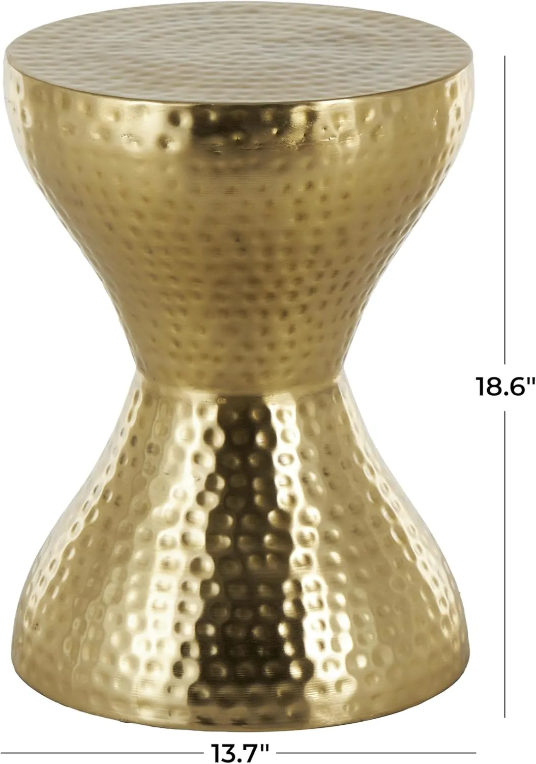 Deco 79 Metal Hammered Accent Table with Hourglass Shape, 14" x 14" x 19", Gold