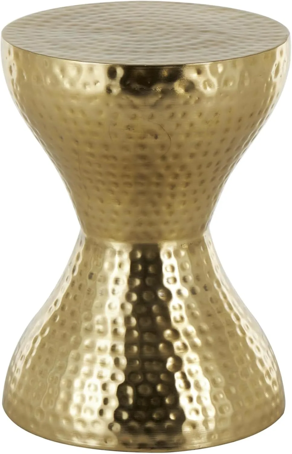 Deco 79 Metal Hammered Accent Table with Hourglass Shape, 14" x 14" x 19", Gold