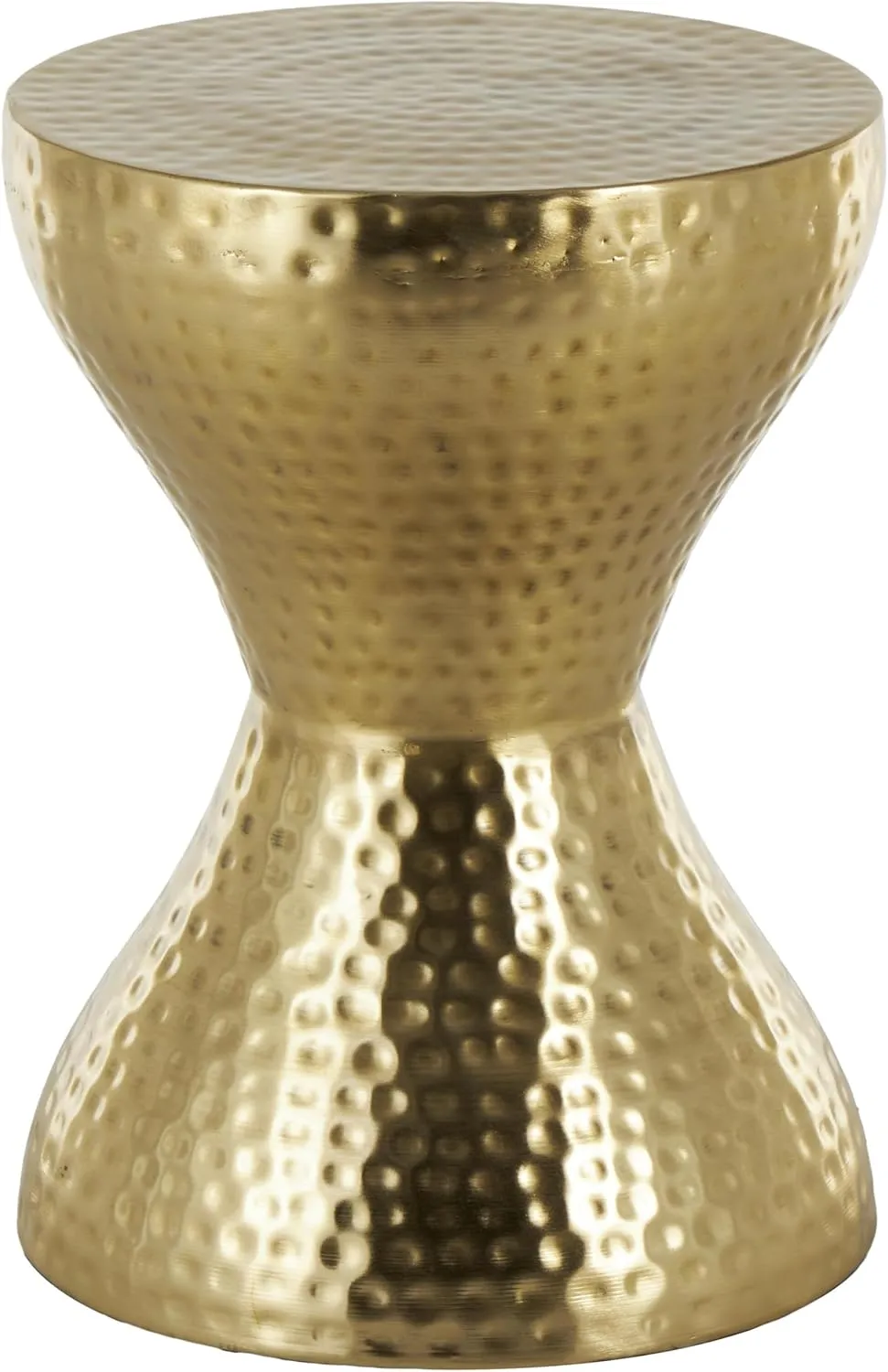 Deco 79 Metal Hammered Accent Table with Hourglass Shape, 14" x 14" x 19", Gold