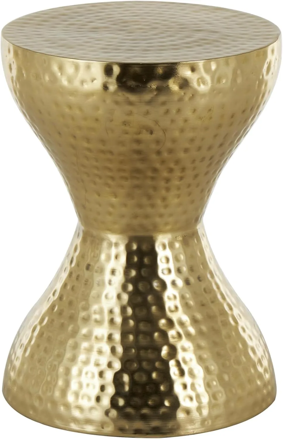 Deco 79 Metal Hammered Accent Table with Hourglass Shape, 14" x 14" x 19", Gold