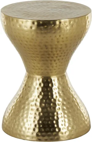 Deco 79 Metal Hammered Accent Table with Hourglass Shape, 14" x 14" x 19", Gold