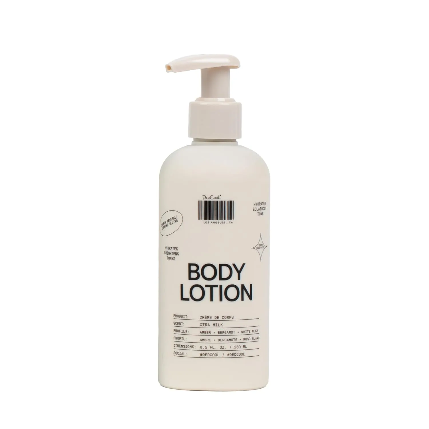 DedCool Body Lotion Xtra Milk – Lightweight, Deeply Hydrating Formula with Ceramides, Snow Mushroom & Meadowfoam Oil, Regular/Full Size