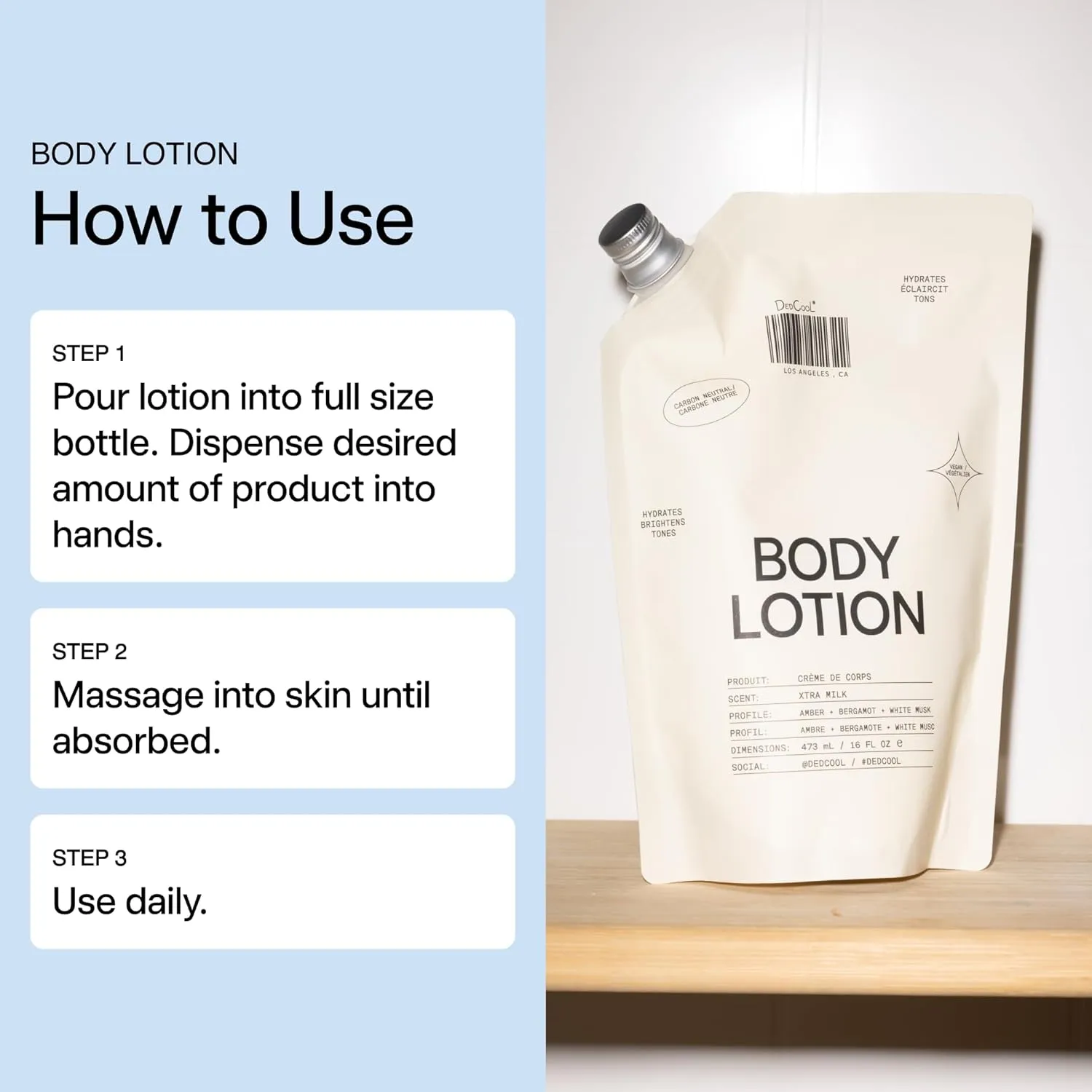 DedCool Taunt Body Lotion Refill – Lightweight, Deeply Hydrating Formula with Ceramides, Snow Mushroom, and Meadowfoam Oil | Non-Toxic, Vegan, Carbon-Neutral