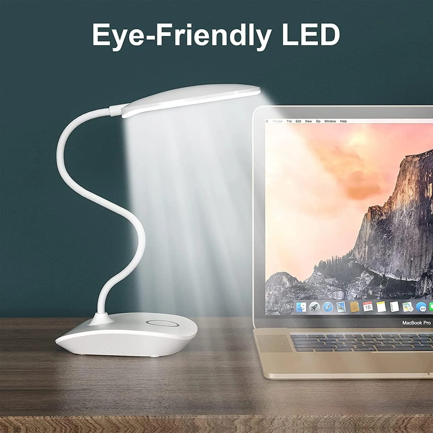 DEEPLITE Battery Operated Desk Lamp, LED Desk Light 3 Lighting Stepless Dimming, Table Lamp 5W Touch Control Eye Caring, Flexible Gooseneck, Portable Reading Light for Dorm Study Bedroom (Set of 2)
