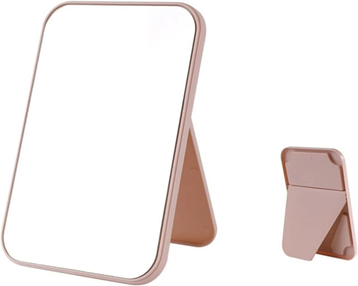 Desktop Vanity Mirror Household Makeup Mirror Desktop Foldable Standing High-Definition Makeup Mirror Portable Square Makeup Mirror Suitable for Travel, Makeup, (Pink Small)