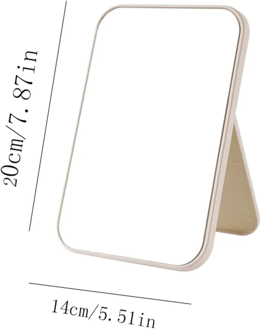 Desktop Vanity Mirror Household Makeup Mirror Desktop Foldable Standing High-Definition Makeup Mirror Portable Square Makeup Mirror Suitable for Travel, Makeup, (Pink Small)