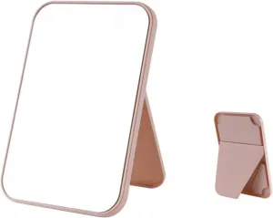 Desktop Vanity Mirror Household Makeup Mirror Desktop Foldable Standing High-Definition Makeup Mirror Portable Square Makeup Mirror Suitable for Travel, Makeup, (Pink Small)