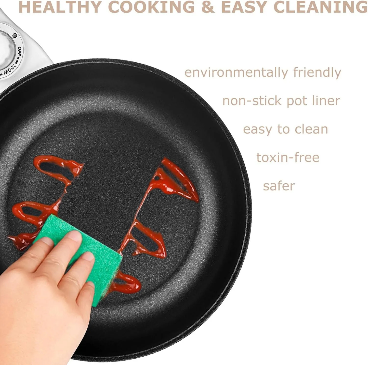 Dezin Hot Pot Electric with Steamer Upgraded, Non-Stick Sauté Pan, Rapid Noodles Electric Pot, 1.5L Mini Pot for Steak, Egg, Fried Rice, Ramen, Oatmeal, Soup with Power Adjustment