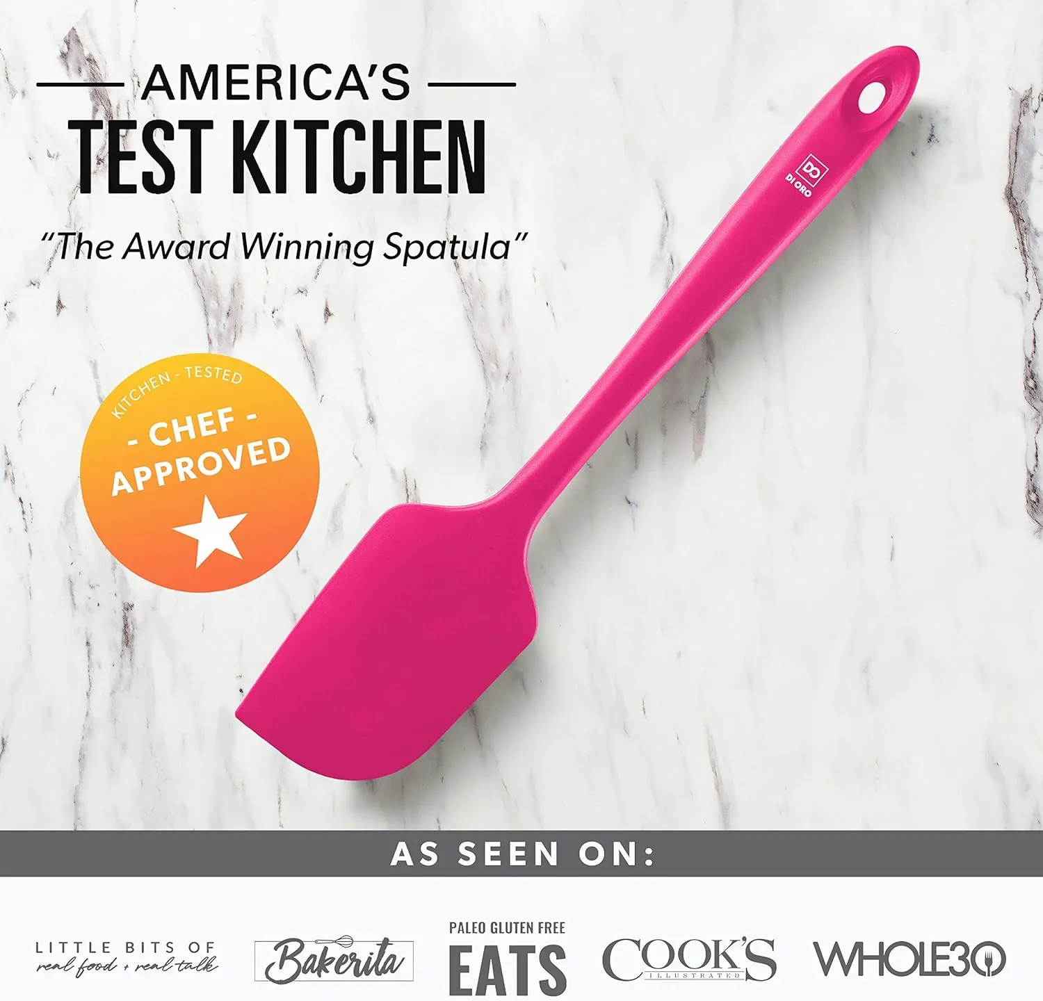 DI ORO Silicone Spatula Set - Rubber Kitchen Spatulas for Baking, Cooking, & Mixing - 600°F Heat-Resistant & BPA Free Silicone Scraper Spatulas for Nonstick Cookware - Dishwasher Safe (3pc, Magenta)