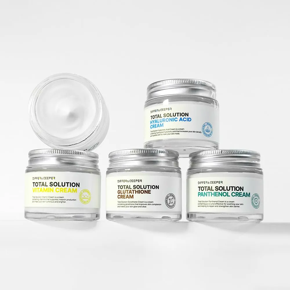 Differ & Deeper Total Solution Hyaluronic Acid Cream – Deep Hydration Face Moisturizer for Dry Skin, Lightweight Daily Cream for Moisture Balance & Skin Softness, Korean Skincare 2.47oz