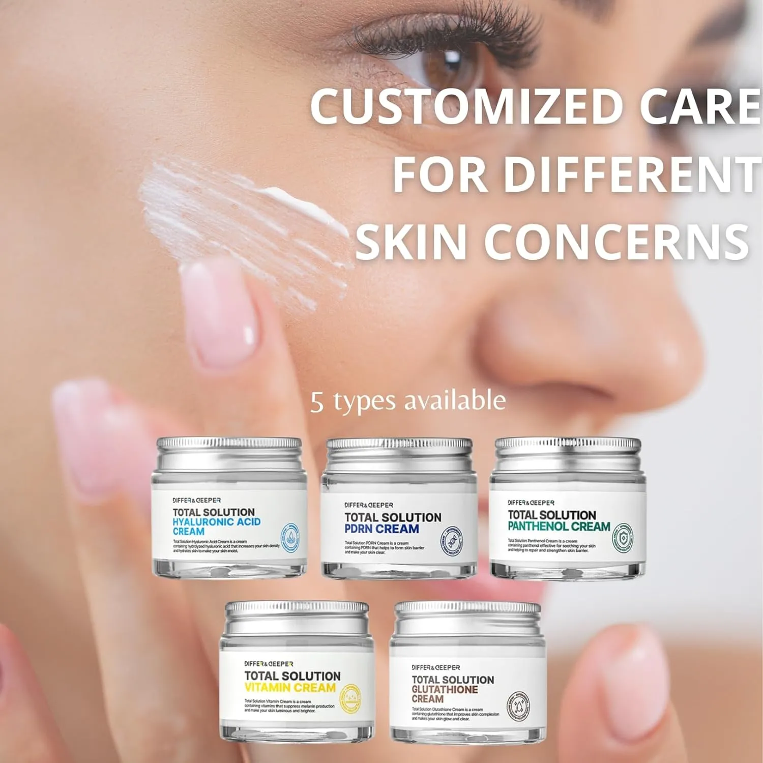 Differ & Deeper Total Solution Hyaluronic Acid Cream – Deep Hydration Face Moisturizer for Dry Skin, Lightweight Daily Cream for Moisture Balance & Skin Softness, Korean Skincare 2.47oz