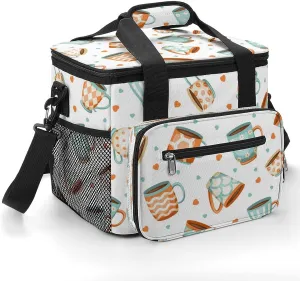Different Cups of Coffee 22.5L Insulated Camping Coolers Bag Large Leakproof Ice Chest for Beach Travel Picnic