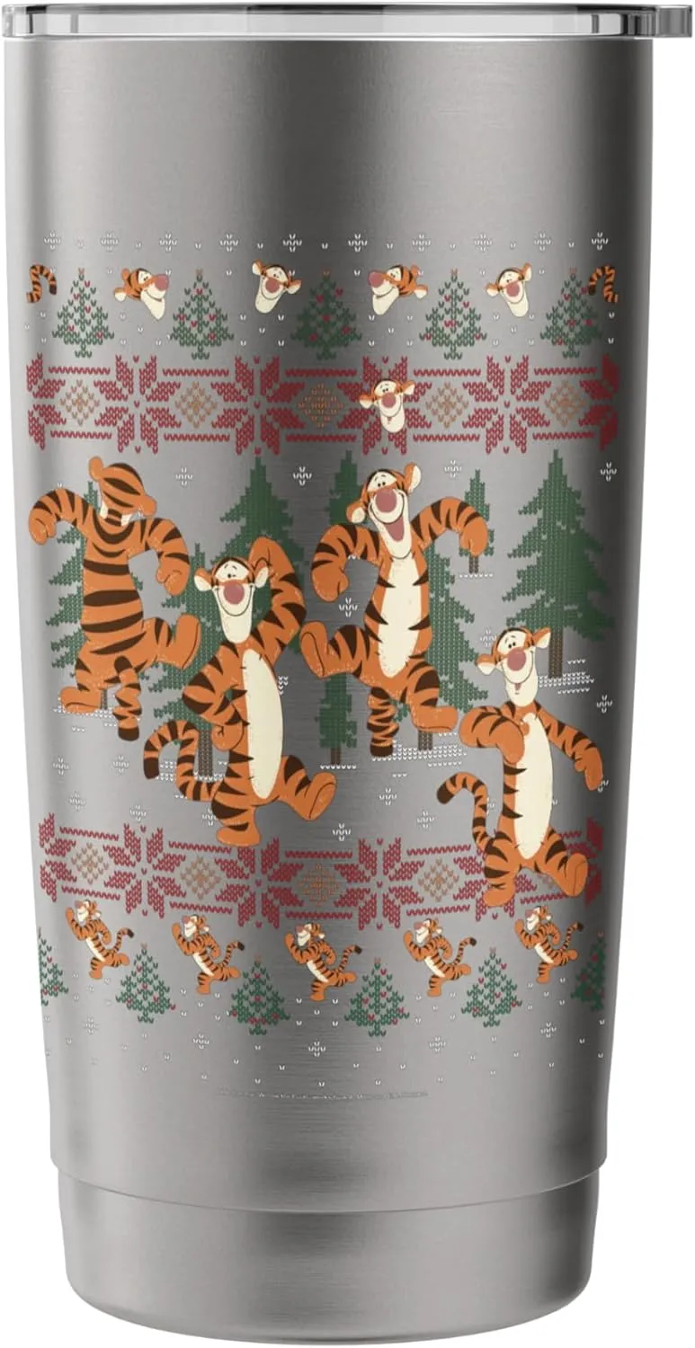 Disney Christmas Winnie The Pooh Tigger Ugly Sweater Stainless Steel Insulated Tumbler