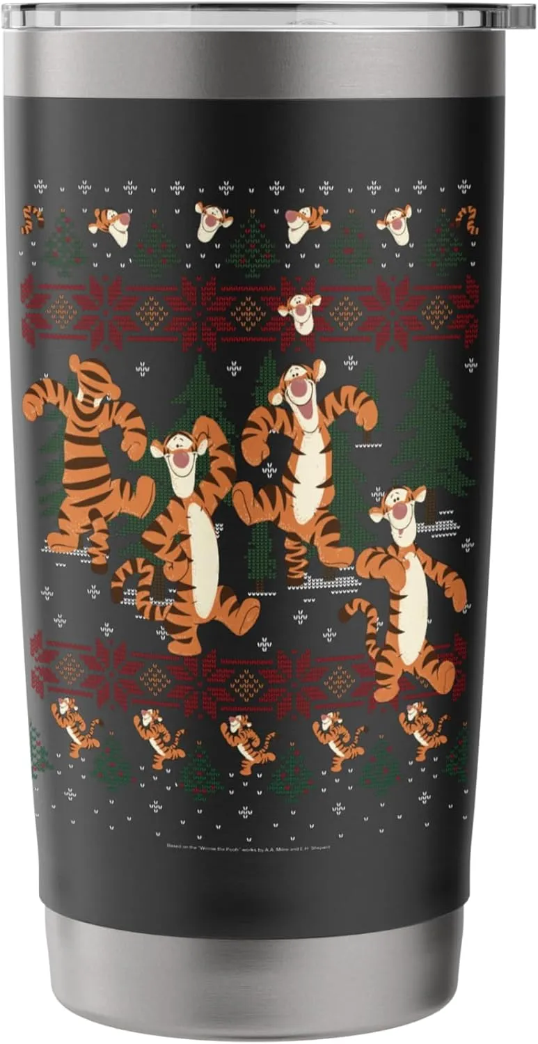 Disney Christmas Winnie The Pooh Tigger Ugly Sweater Stainless Steel Insulated Tumbler