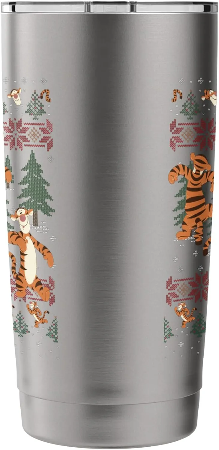 Disney Christmas Winnie The Pooh Tigger Ugly Sweater Stainless Steel Insulated Tumbler