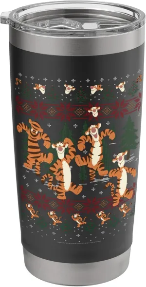 Disney Christmas Winnie The Pooh Tigger Ugly Sweater Stainless Steel Insulated Tumbler