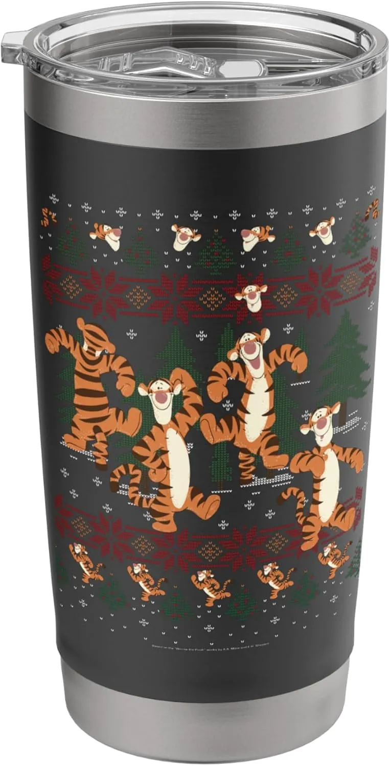 Disney Christmas Winnie The Pooh Tigger Ugly Sweater Stainless Steel Insulated Tumbler