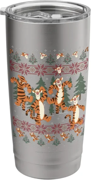 Disney Christmas Winnie The Pooh Tigger Ugly Sweater Stainless Steel Insulated Tumbler