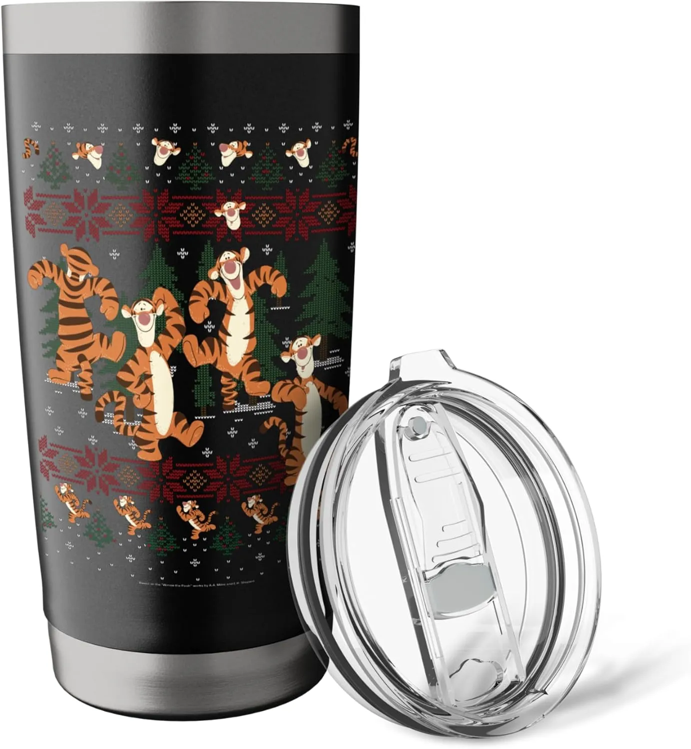 Disney Christmas Winnie The Pooh Tigger Ugly Sweater Stainless Steel Insulated Tumbler