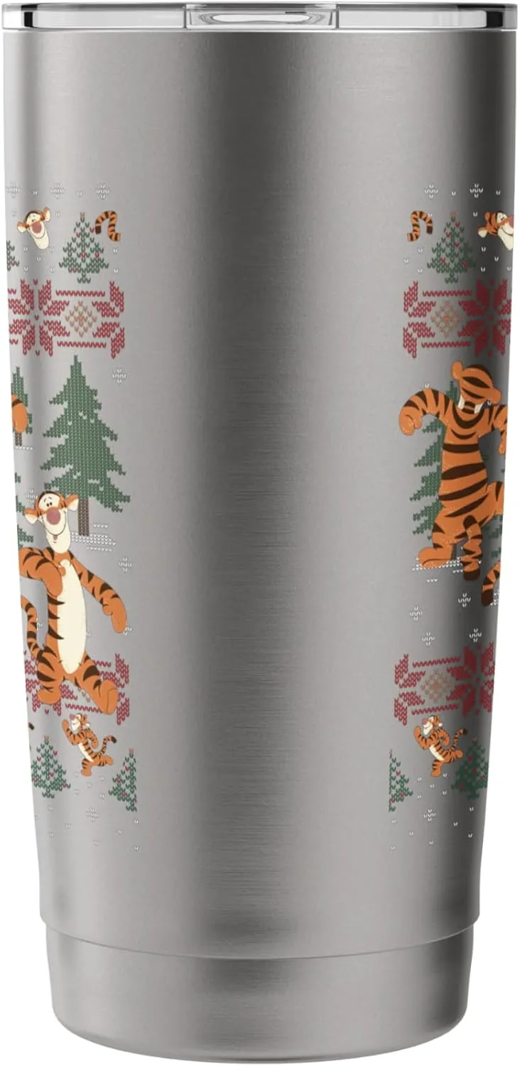 Disney Christmas Winnie The Pooh Tigger Ugly Sweater Stainless Steel Insulated Tumbler