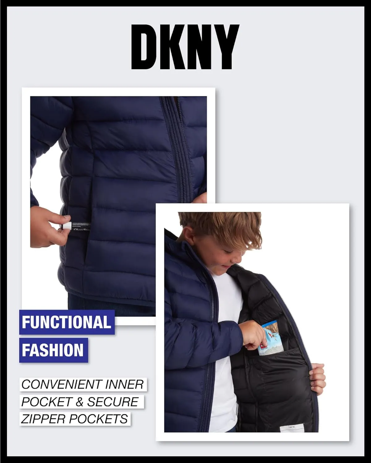 DKNY Boys Jacket – Midweight Insulated Quilted Outerwear Parka Puffer Coat – Water Resistant Boys Winter Hooded Jacket (8-20)