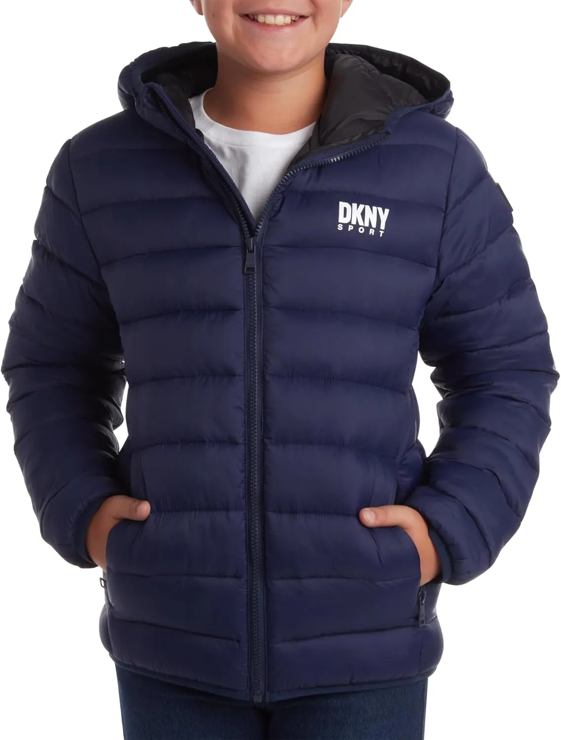 DKNY Boys Jacket – Midweight Insulated Quilted Outerwear Parka Puffer Coat – Water Resistant Boys Winter Hooded Jacket (8-20)