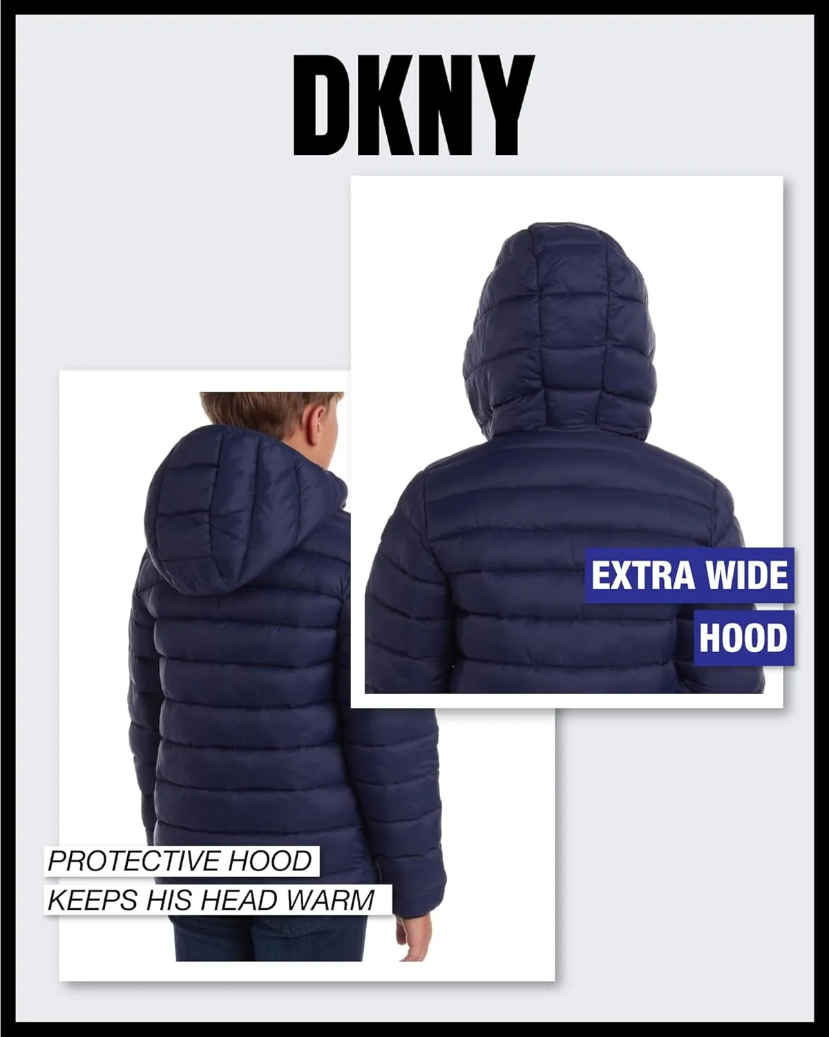 DKNY Boys Jacket – Midweight Insulated Quilted Outerwear Parka Puffer Coat – Water Resistant Boys Winter Hooded Jacket (8-20)