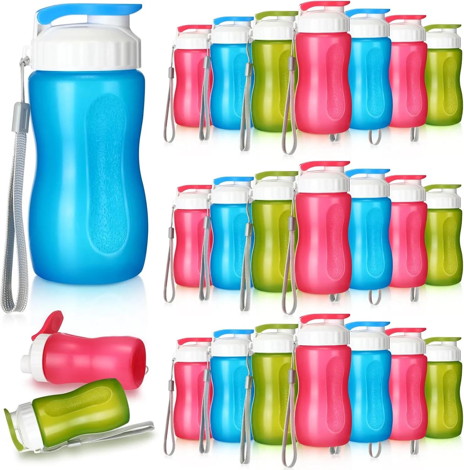 Domensi 36 Pack 12 oz Kids Plastic Water Bottles Reusable Plastic Sports Water Bottles Wide Mouth Leak Proof Lightweight for Boys Girls Child Toddler to School Travel Camping, DIY Gift