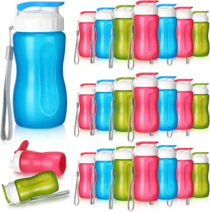 Domensi 36 Pack 12 oz Kids Plastic Water Bottles Reusable Plastic Sports Water Bottles Wide Mouth Leak Proof Lightweight for Boys Girls Child Toddler to School Travel Camping, DIY Gift