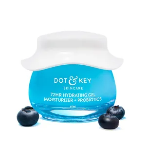 DOTNKEY 72Hr Hydrating Gel   Probiotics Moisturizer For Face With Hyaluronic Acid, Kombucha & Rice Water Lightweight Gel Oil Free Moisturizer | For Oily, Dull & Uneven Skin Tone | 60Ml