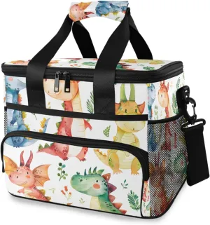 Dragon Green Dinosaur Cooler Bag Insulated Cooler Soft Sided Cooler 24 Can Portable Picnic Bag Large Leakproof Lunch Bag Box for Beach Grocery Camping Travel Car Men Women