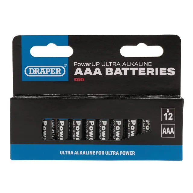 Draper Tools Powerup Ultra Alkaline AAA Batteries (Pack Of 12)