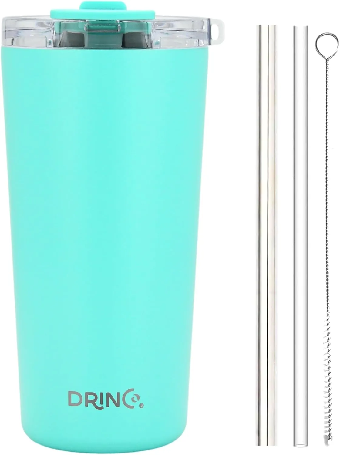 Drinco - 20 oz Stainless Steel Tumbler | Double Walled Vacuum Insulated Mug With Lid, 2 Straws, For Hot & Cold Drinks (20oz, 20oz Teal), 1 Count (Pack of 1)