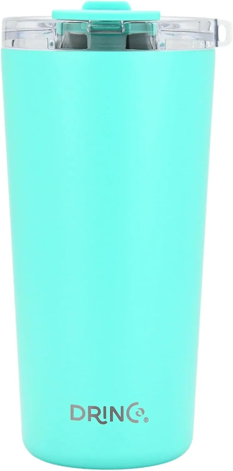 Drinco - 20 oz Stainless Steel Tumbler | Double Walled Vacuum Insulated Mug With Lid, 2 Straws, For Hot & Cold Drinks (20oz, 20oz Teal), 1 Count (Pack of 1)