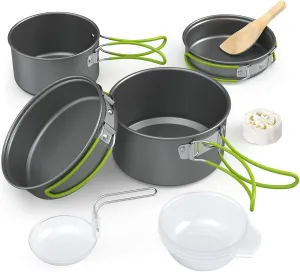 DS-301 Outdoor Camping Cookware Set Cauldron Large Frying Pan Small Pot for 2-3 People