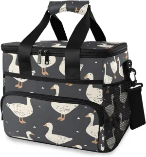 Duck Goose Pattern Cooler Bag Insulated Cooler Soft Sided Cooler 24 Can Portable Picnic Bag Large Leakproof Lunch Bag Box for Beach Grocery Camping Travel Car Men Women