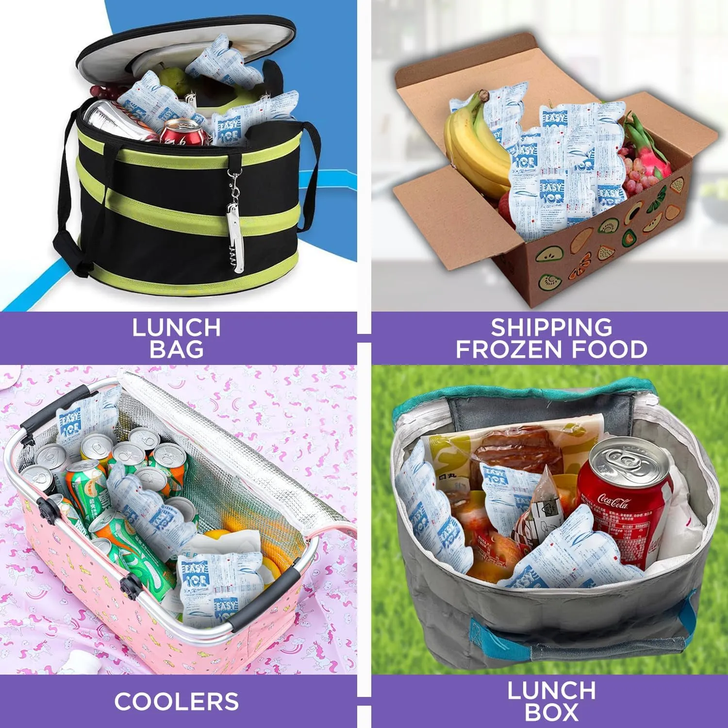 Easy Ice Reusable Hot and Cold Pack- Flexible, Hygienic and Long-Lasting Ice Sheet for Coolers, Food Storage, First-Aid, Sports Injuries, and Heat Therapy for Injuries- Leakproof Design 4ply(10"x7")