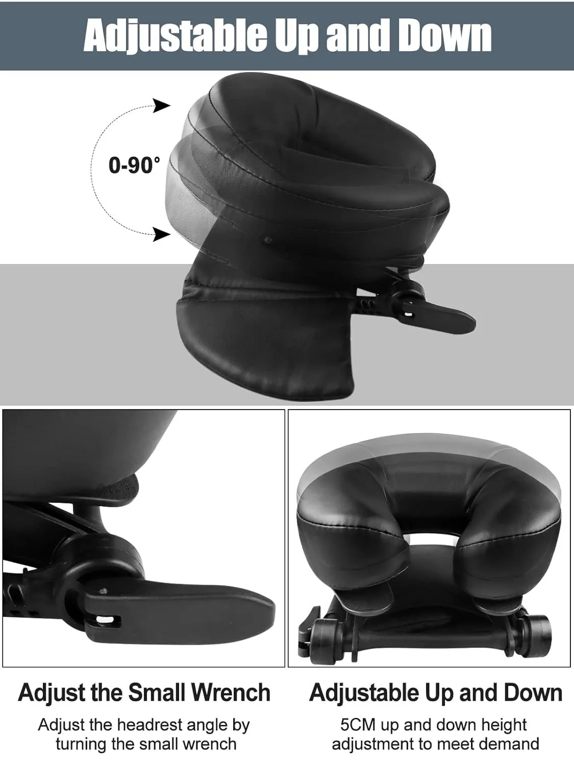EBANKU Massage Table Face Cradle Cushion, Face Cradle Down Tabletop Massage Kit Adjustable Massage Table Headrest Face Pillow with Platform for Massage Chair SPA Bed (Black)