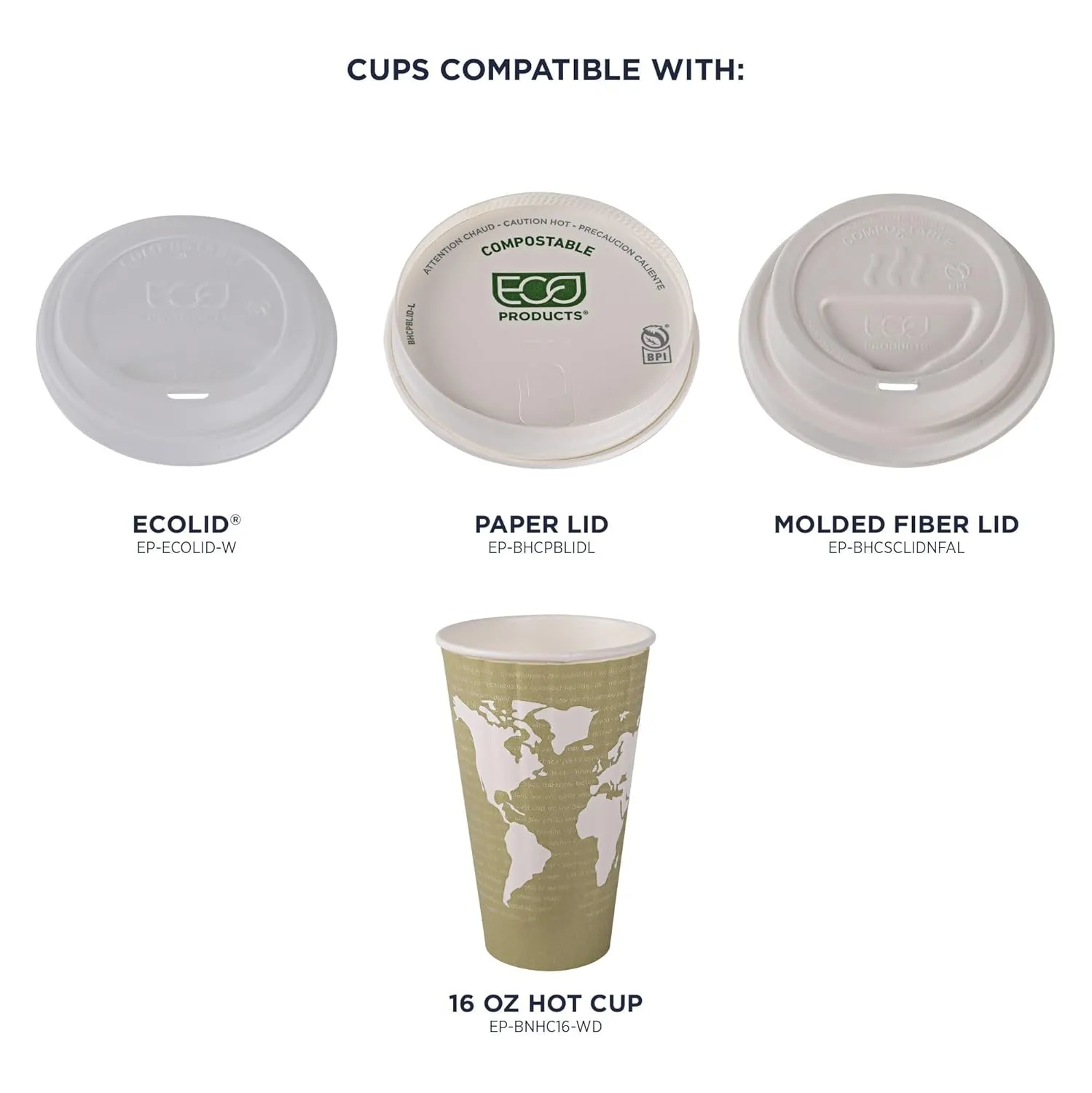 ECO PRODUCTS Compostable Disposable Insulated World Art 16oz Large Coffee Cups, Case of 600, Renewable Double-wall Hot Paper Cup, Plant Based PLA Lining, No Sleeves Needed, Color Coded