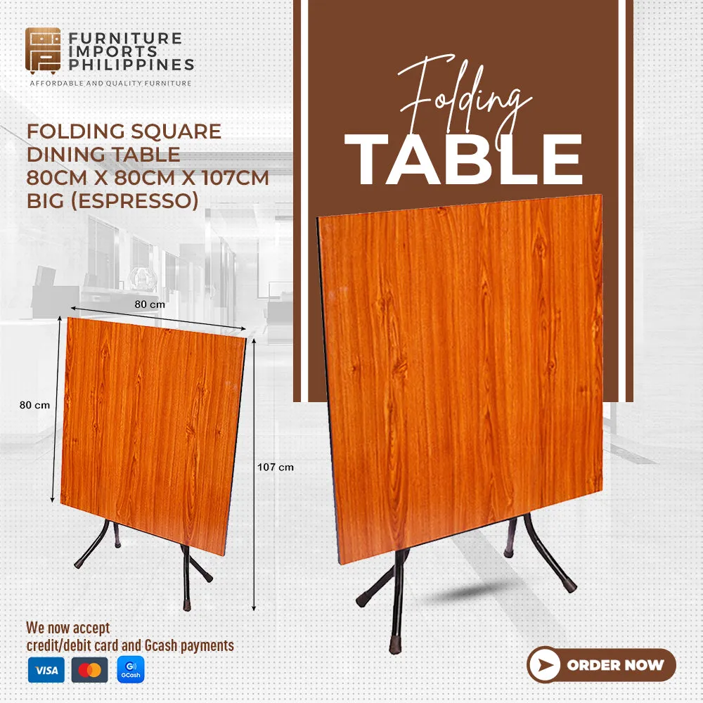 EDEN FOLDING TABLE WITH STEEL LEGS – 80X80 CM ROUND OR SQUARE TOP, PORTABLE & DURABLE
