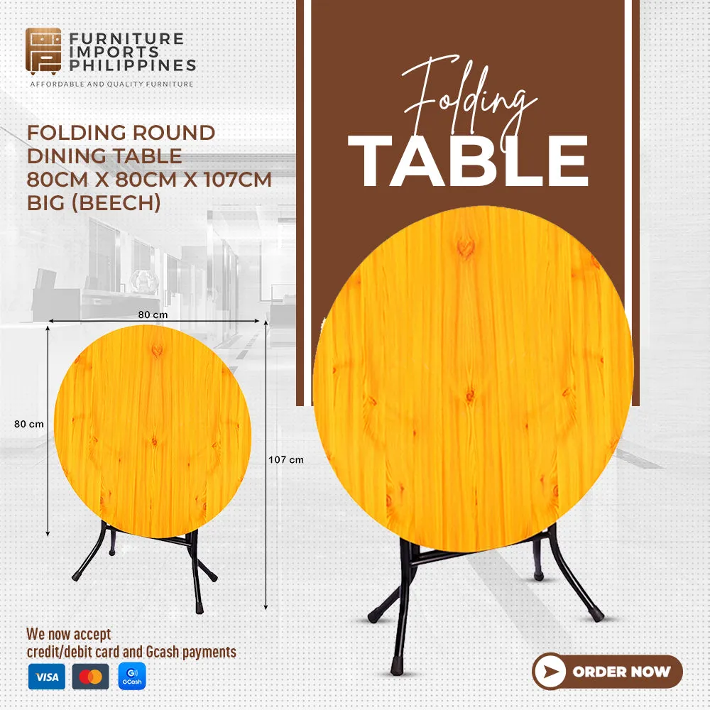 EDEN FOLDING TABLE WITH STEEL LEGS – 80X80 CM ROUND OR SQUARE TOP, PORTABLE & DURABLE