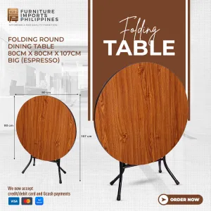 EDEN FOLDING TABLE WITH STEEL LEGS – 80X80 CM ROUND OR SQUARE TOP, PORTABLE & DURABLE