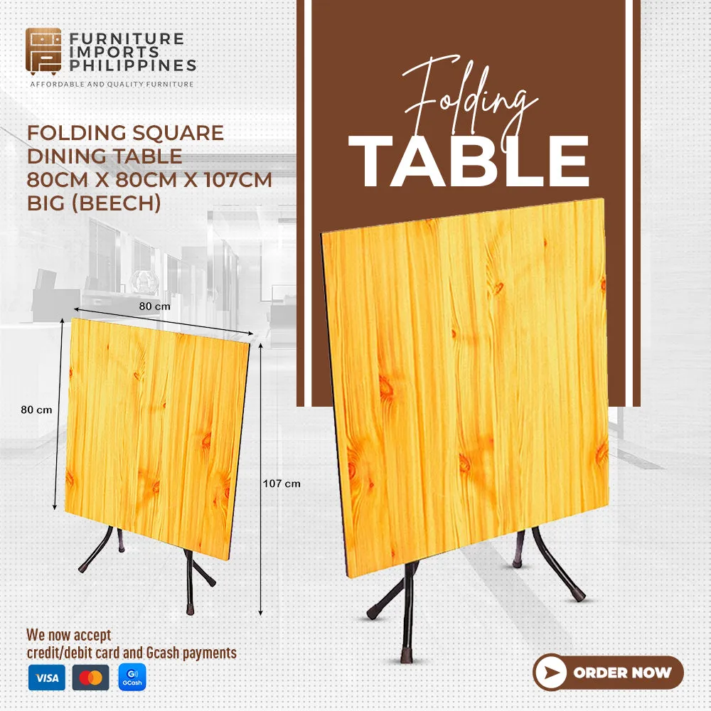 EDEN FOLDING TABLE WITH STEEL LEGS – 80X80 CM ROUND OR SQUARE TOP, PORTABLE & DURABLE